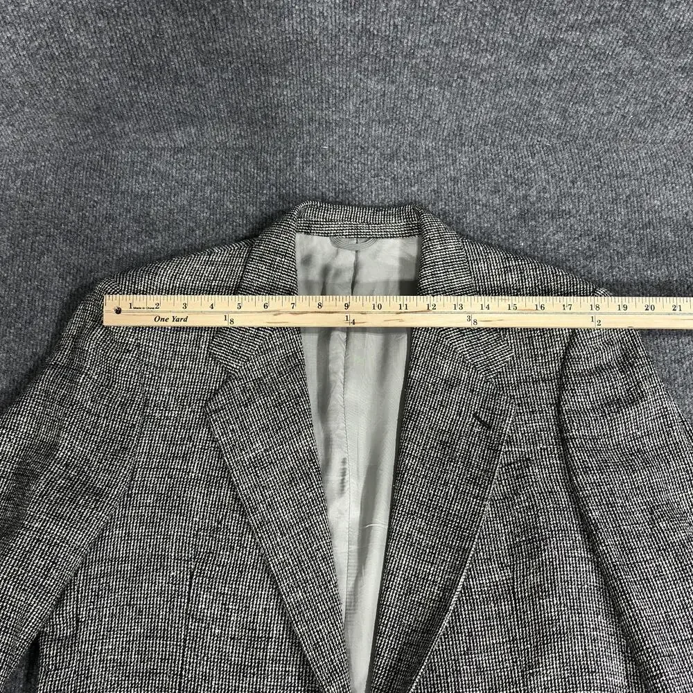 Oleg Cassini Blazer Mens 42 Black White Tweed Houndstooth Sport Coat Jacket